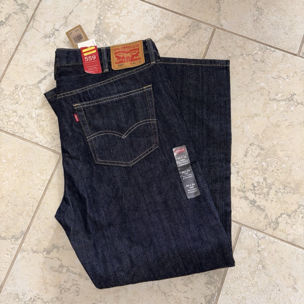 Levi's 559 Mens Relaxed Straight Jeans Dark Blue 40X32 New With Tags All Cotton